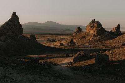 白天在棕色场地上形成棕色岩石